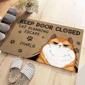 Cat Planning Escape - Cat Personalized Custom Home Decor Decorative Mat - House Warming Gift For Pet Owners, Pet Lovers