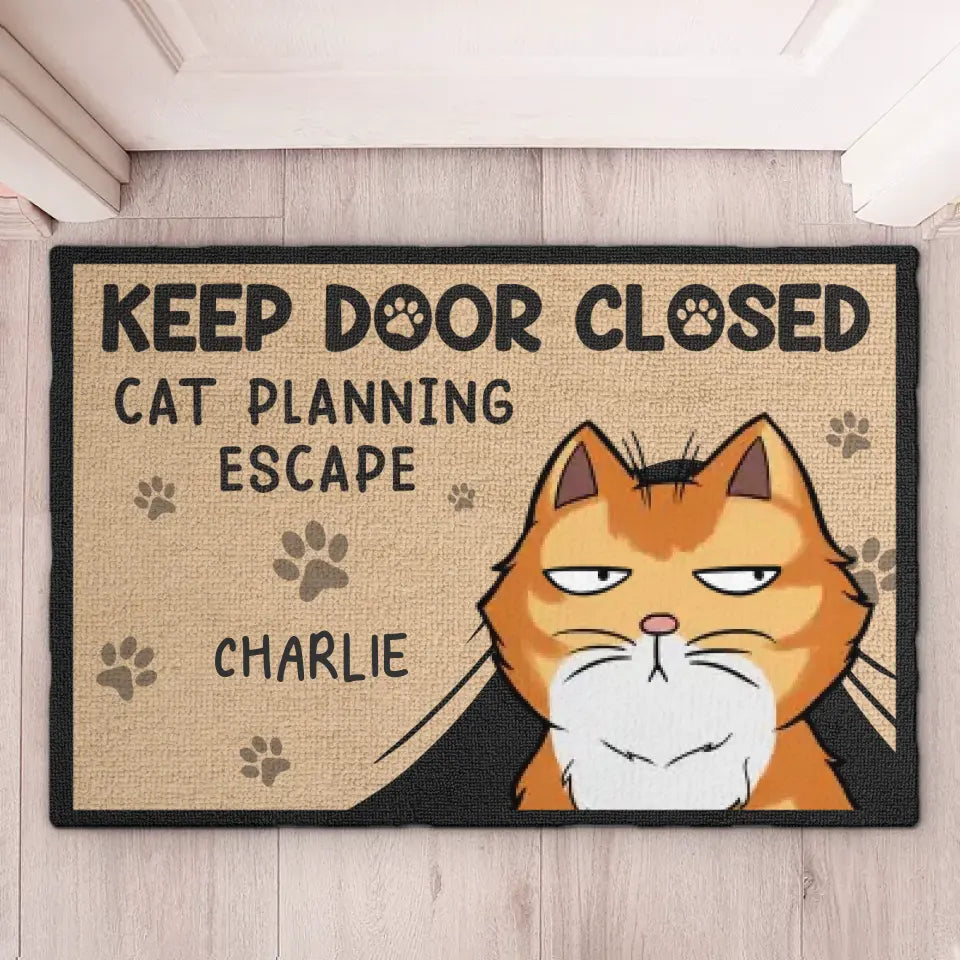 Cats Planning Escape - Cat Personalized Custom Home Decor Decorative Mat - House Warming Gift For Pet Lovers, Pet Owners