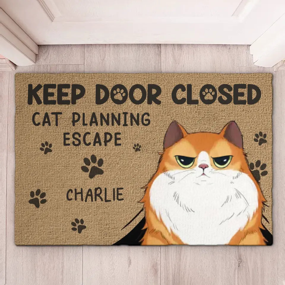 Cat Planning Escape - Cat Personalized Custom Home Decor Decorative Mat - House Warming Gift For Pet Owners, Pet Lovers