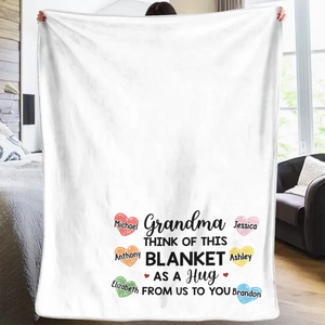 Cuddling With Grandchildren Blanket - Family Personalized Custom Blanket - Gift For Grandma