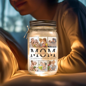 To Us, You're The World - Family Personalized Custom Mason Jar Light - Gift For Mom, Dad, Grandma