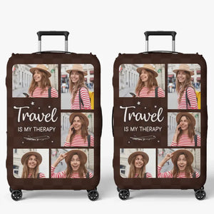 Custom Photo Catch Flight Not Feelings - Travel Personalized Custom Luggage Cover - Holiday Vacation Gift, Gift For Adventure Travel Lovers