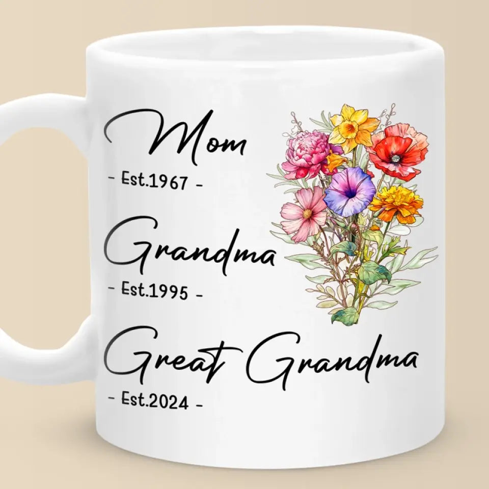 The Most Important Time Is Family Time - Family Personalized Custom Mug - Gift For Mom, Grandma