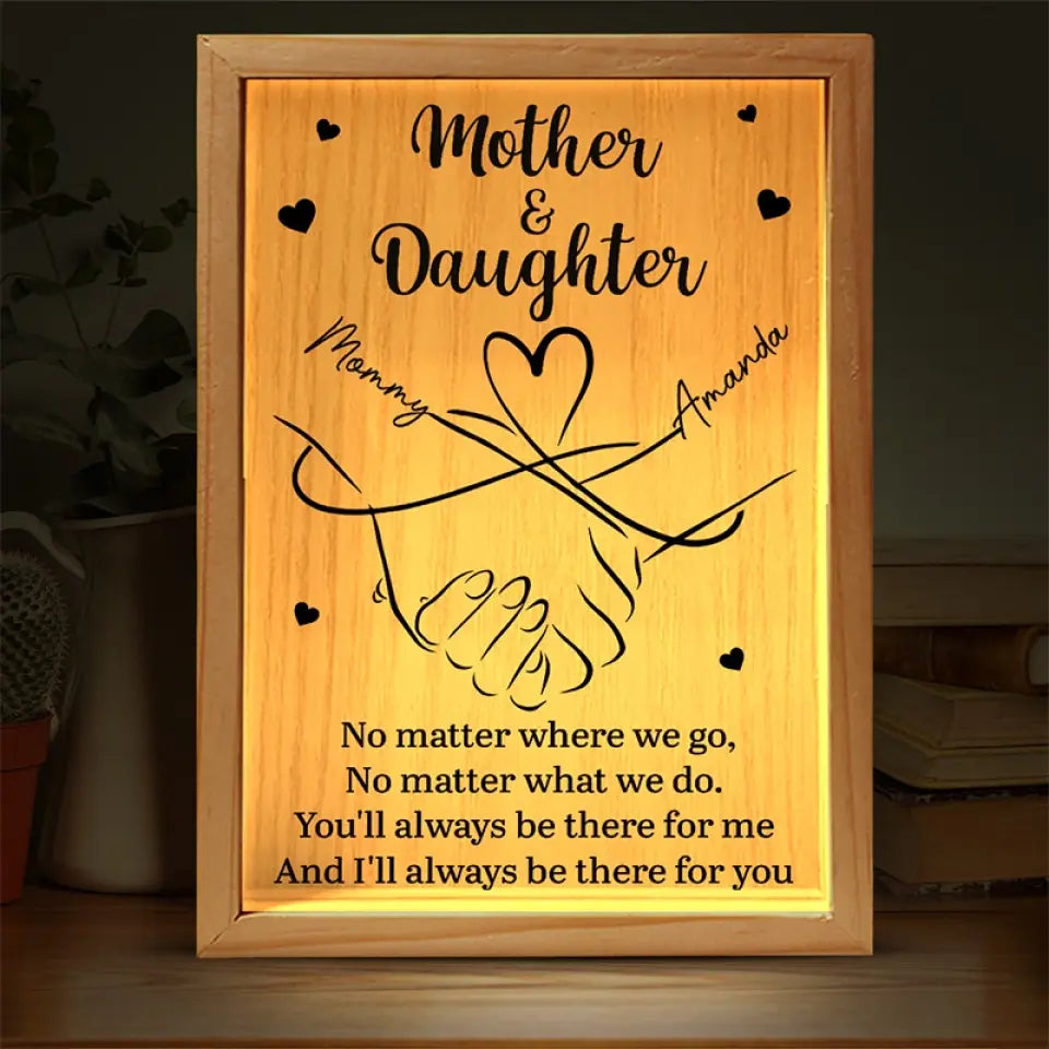 Side By Side Hand In Hand - Family Personalized Custom Frame Light Box - Mother's Day, Gift For Mom