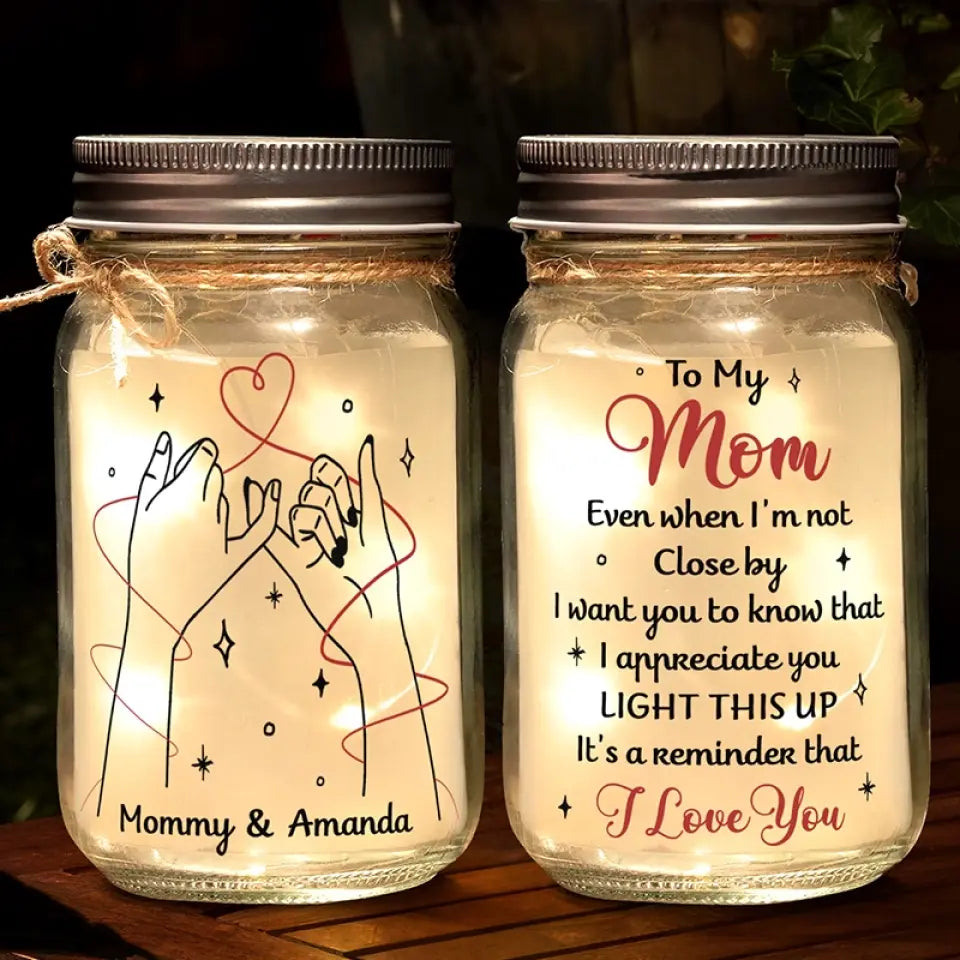 Thank You For Being The Light In My Life - Family Personalized Custom Mason Jar Light - Mother's Day, Gift For Mom, Grandma