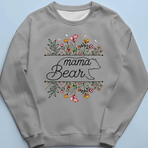 Mama Bear Flowers - Family Personalized Custom Unisex T-shirt, Hoodie, Sweatshirt - Mother's Day, Gift For Mom, Grandma