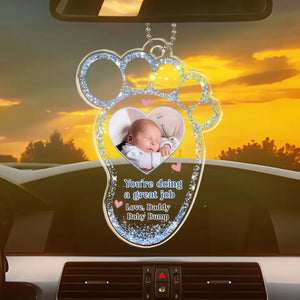 Custom Photo Drive Safe I Love You So Much - Family Personalized Custom Car Ornament - Acrylic Custom Shaped - Gift For Family Members