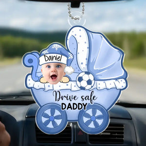 Custom Photo Daddy Mommy I Travel With You - Family Personalized Custom Car Ornament - Acrylic Custom Shaped - Gift For Family Members