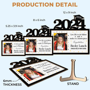 Custom Photo Live Life To Its Fullest & Make It A Masterpiece - Family Personalized Custom 2-Layered Wooden Plaque With Stand - Graduation Gift For Siblings, Brothers, Sisters