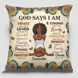 God Says I Am - Yoga Personalized Custom Pillow - Gift For Yoga Lovers