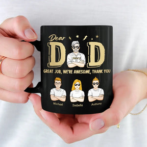 Dad, We Are Awesome, Thank You - Family Personalized Custom Black Mug - Father's Day, Gift For Dad, Grandpa