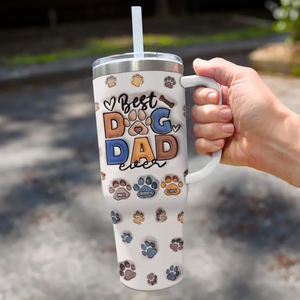 You're My Best Mate - Dog & Cat Personalized Custom 3D Inflated Effect Printed 40 Oz Stainless Steel Tumbler With Handle - Father's Day, Gift For Pet Owners, Pet Lovers