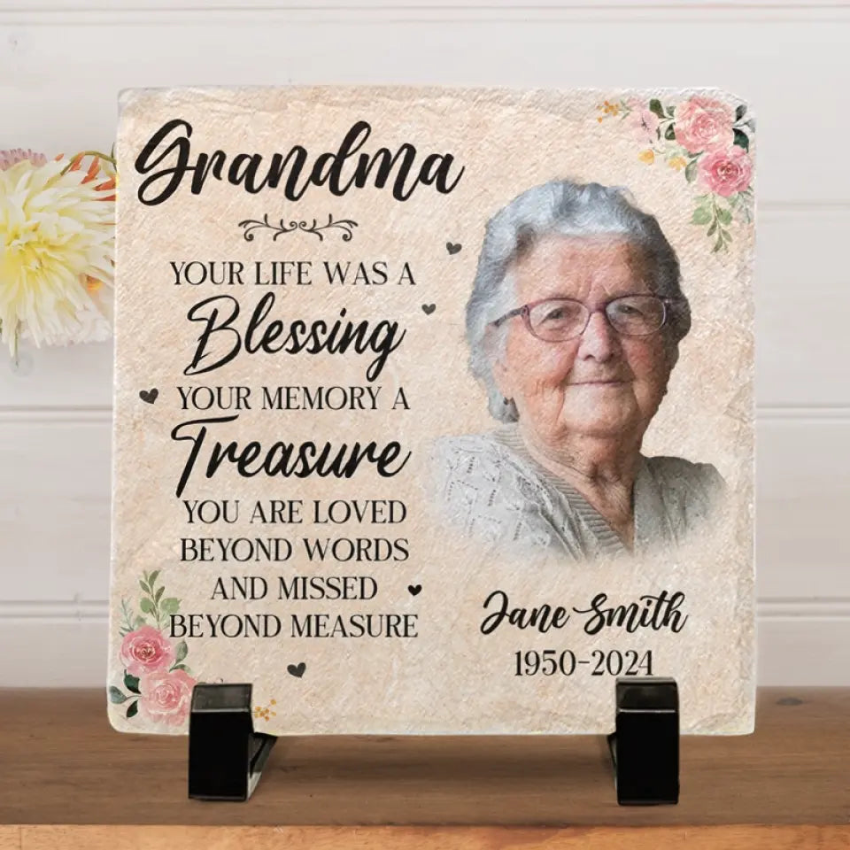 Custom Photo You're Gone But Not Forgotten - Memorial Personalized Custom Square Shaped Memorial Stone - Sympathy Gift For Family Members