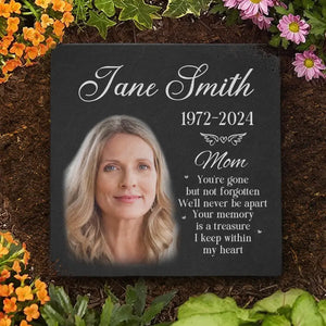 Custom Photo The Memory Becomes A Treasure - Memorial Personalized Custom Square Shaped Memorial Stone - Sympathy Gift For Family Members