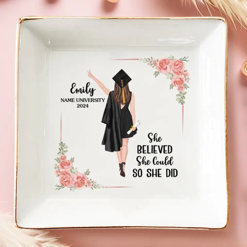 A Sweet Ending To The New Beginning - Family Personalized Custom Jewelry Dish - Graduation Gift For Family Members, Siblings, Brothers, Sisters