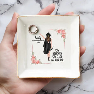 A Sweet Ending To The New Beginning - Family Personalized Custom Jewelry Dish - Graduation Gift For Family Members, Siblings, Brothers, Sisters