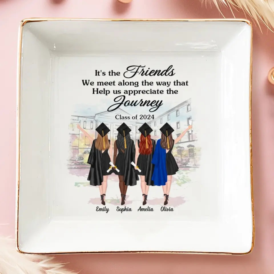 We Did It - Bestie Personalized Custom Jewelry Dish - Graduation Gift For Best Friends, BFF, Sisters