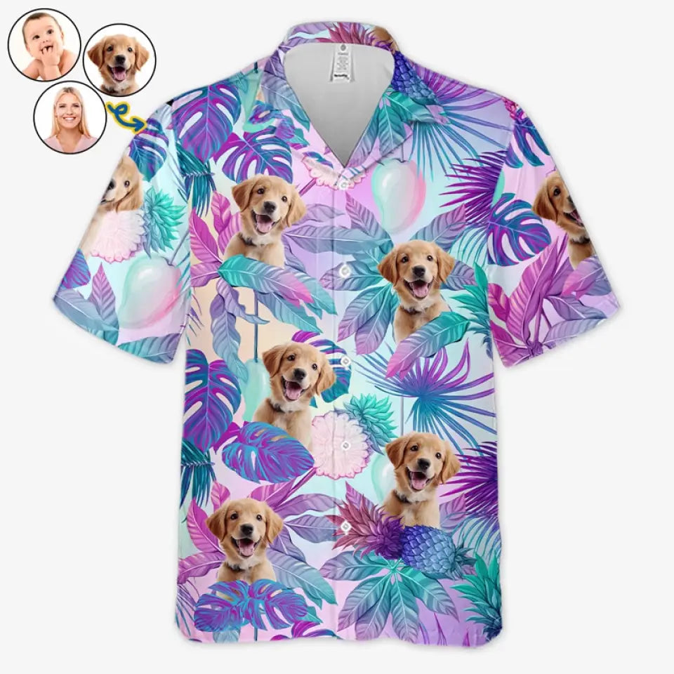 Custom Photo Summer Vibe - Dog & Cat Personalized Custom Unisex Tropical Hawaiian Aloha Shirt - Summer Vacation Gift, Gift For Pet Owners, Pet Lovers