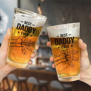 Behind Every Good Kid Is A Great Dad - Family Personalized Custom Beer Glass - Father's Day, Gift For Dad, Grandpa