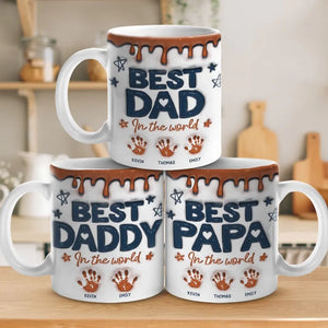 Best Grandpa In The World - Family Personalized Custom 3D Inflated Effect Printed Mug - Father's Day, Gift For Dad, Grandpa