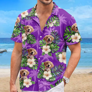 Custom Photo This Is My Vacation Time - Dog & Cat Personalized Custom Unisex Tropical Hawaiian Aloha Shirt - Summer Vacation Gift, Gift For Pet Owners, Pet Lovers