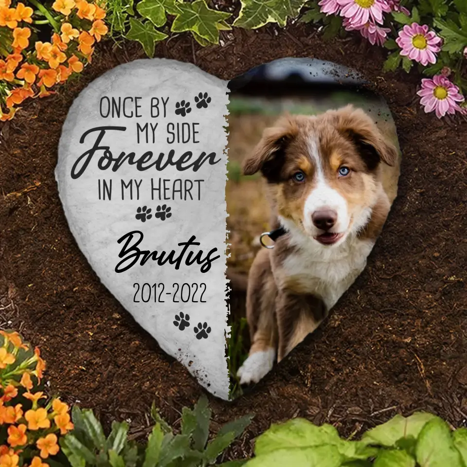 Custom Photo Forever In My Heart - Memorial Personalized Custom Heart Shaped Memorial Stone - New Arrival, Sympathy Gift For Pet Owners, Pet Lovers - AMZ