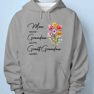 Grandma Bear Flowers - Family Personalized Custom Unisex T-shirt, Hoodie, Sweatshirt - Mother's Day, Gift For Mom, Grandma