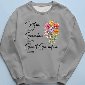 Grandma Bear Flowers - Family Personalized Custom Unisex T-shirt, Hoodie, Sweatshirt - Mother's Day, Gift For Mom, Grandma