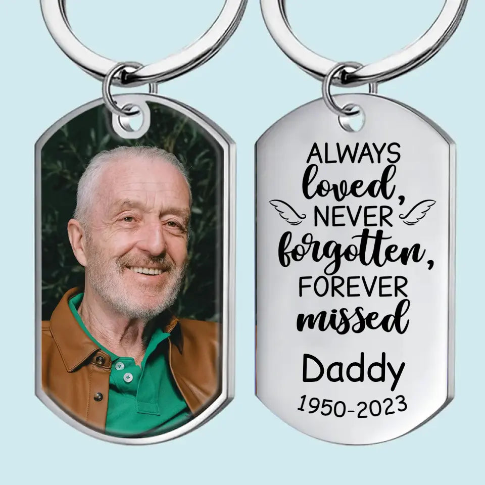 Custom Photo Always Loved Forever Missed - Memorial Personalized Custom Keychain - New Arrival, Sympathy Gift For Family Members AMZ