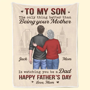 Watching You Be A Dad - Family Personalized Custom Blanket - Father's Day Gift For Son