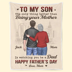 Watching You Be A Dad - Family Personalized Custom Blanket - Father's Day Gift For Son