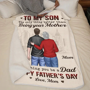 Watching You Be A Dad - Family Personalized Custom Blanket - Father's Day Gift For Son