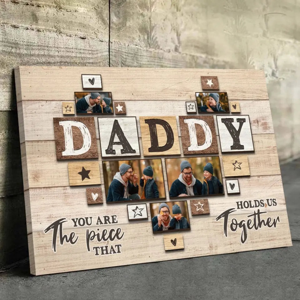 Custom Photo Always By My Side - Family Personalized Custom Horizontal Canvas - Father's Day, Gift For Dad