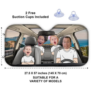 Custom Photo Driving Together, Bonding Forever - Family Personalized Custom Auto Windshield Sunshade, Car Window Protector - Gift For Family Members