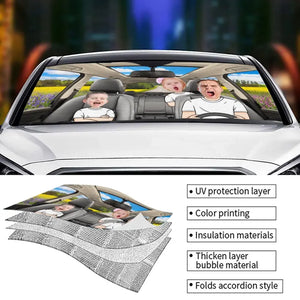 Custom Photo Driving Together, Bonding Forever - Family Personalized Custom Auto Windshield Sunshade, Car Window Protector - Gift For Family Members