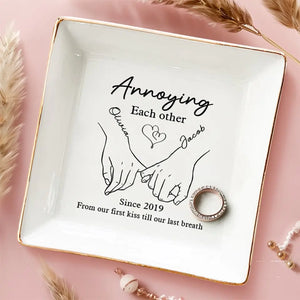 To Love, Laughter, And Happily Ever After - Couple Personalized Custom Jewelry Dish - Gift For Husband Wife, Anniversary