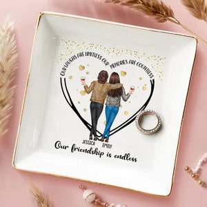 Our Laughs Are Limitless Our Memories Are Countless - Bestie Personalized Custom Jewelry Dish - Gift For Best Friends, BFF, Sisters