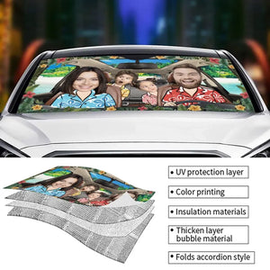 Custom Photo Memories Are Made Mile By Mile - Family Personalized Custom Auto Windshield Sunshade, Car Window Protector - Gift For Family Members