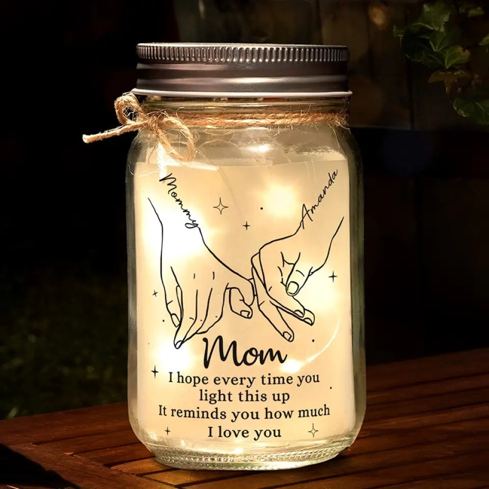 Mom, The Heart Of The Family - Family Personalized Custom Mason Jar Light - Gift For Mom, Grandma