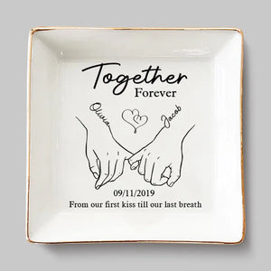 To Love, Laughter, And Happily Ever After - Couple Personalized Custom Jewelry Dish - Gift For Husband Wife, Anniversary