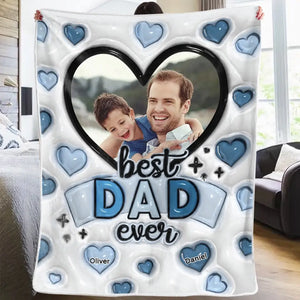 Custom Photo Making Memories With Best Dad Ever - Family Personalized Custom 3D Inflated Effect Printed Blanket - Father's Day, Gift For Dad, Grandpa