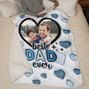 Custom Photo Making Memories With Best Dad Ever - Family Personalized Custom 3D Inflated Effect Printed Blanket - Father's Day, Gift For Dad, Grandpa