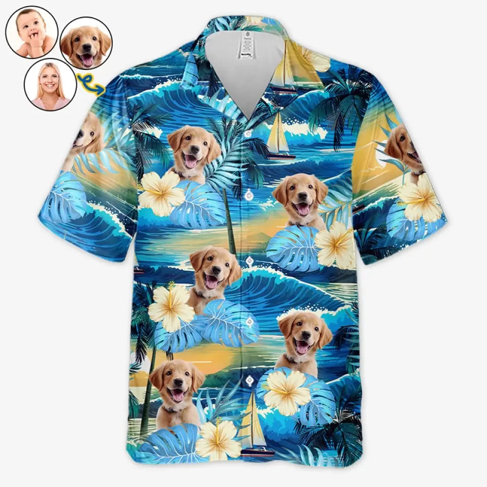 Custom Photo Summertime Is Calling Me - Dog & Cat Personalized Custom Unisex Tropical Hawaiian Aloha Shirt - Summer Vacation Gift, Gift For Pet Owners, Pet Lovers