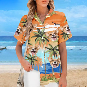 Custom Photo Hello, I'm Ready For The Summer - Dog & Cat Personalized Custom Unisex Tropical Hawaiian Aloha Shirt - Summer Vacation Gift, Gift For Pet Owners, Pet Lovers