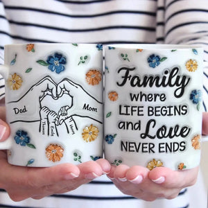 A Happy Family Is But An Earlier Heaven - Family Personalized Custom 3D Inflated Effect Printed Mug - Gift For Family Members