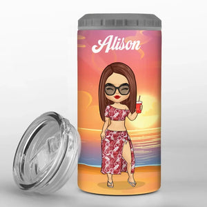 In A Summer State Of Mind - Bestie Personalized Custom 4 In 1 Can Cooler Tumbler - Summer Vacation Gift For Best Friends, BFF, Sisters