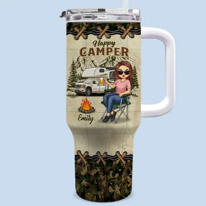 Leave The Road, Take The Trails - Camping Personalized Custom 40 Oz Stainless Steel Tumbler With Handle - Gift For Camping Lovers