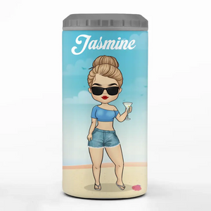 In A Summer State Of Mind - Bestie Personalized Custom 4 In 1 Can Cooler Tumbler - Summer Vacation Gift For Best Friends, BFF, Sisters