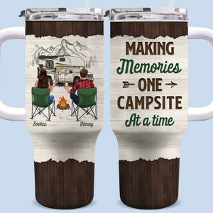 Find Joy In The Journey - Camping Personalized Custom 40 Oz Stainless Steel Tumbler With Handle - Gift For Camping Lovers