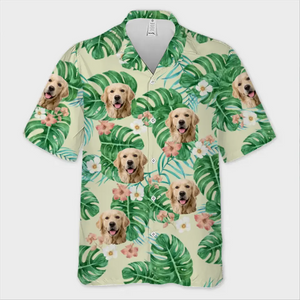 Tropical Leaves And Pet - Dog & Cat Personalized Custom Unisex Hawaiian Shirt - Upload Image, Dog Face, Cat Face - New Arrival, Summer Vacation Gift, Gift For Pet Owners, Pet Lovers AMZ